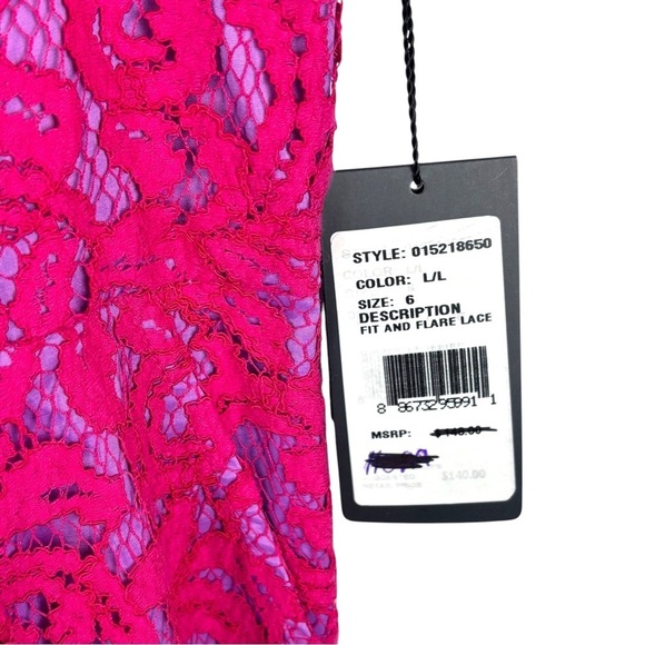 ADRIANNA PAPELL PINK ORCHID FLORAL LACE SLEEVELESS FIT AND FLARE DRESS - Picture 10 of 13